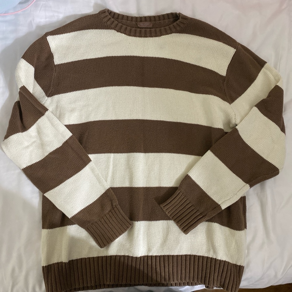 brandy melville brown and cream brianna sweater